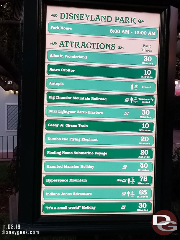 Disneyland waits at 5:00pm