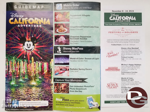 The Holiday park map and times guide for Disney California Adventure