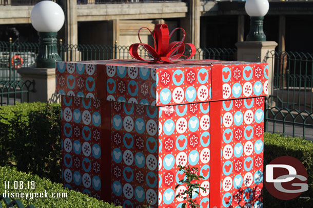 World of Color: Season of Light returns tonight.  The presents are installed and look ready to go.