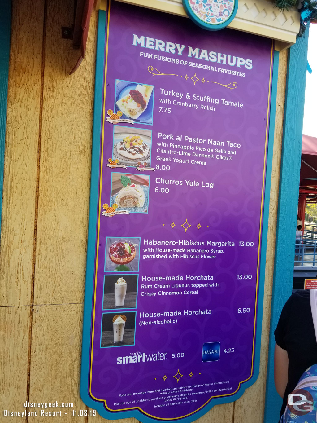 The Merry Mashup Marketplace Menu.  In the evening the line here was the longest I noticed.