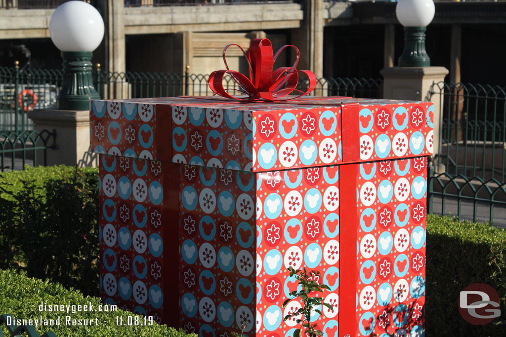 World of Color: Season of Light returns tonight.  The presents are installed and look ready to go.