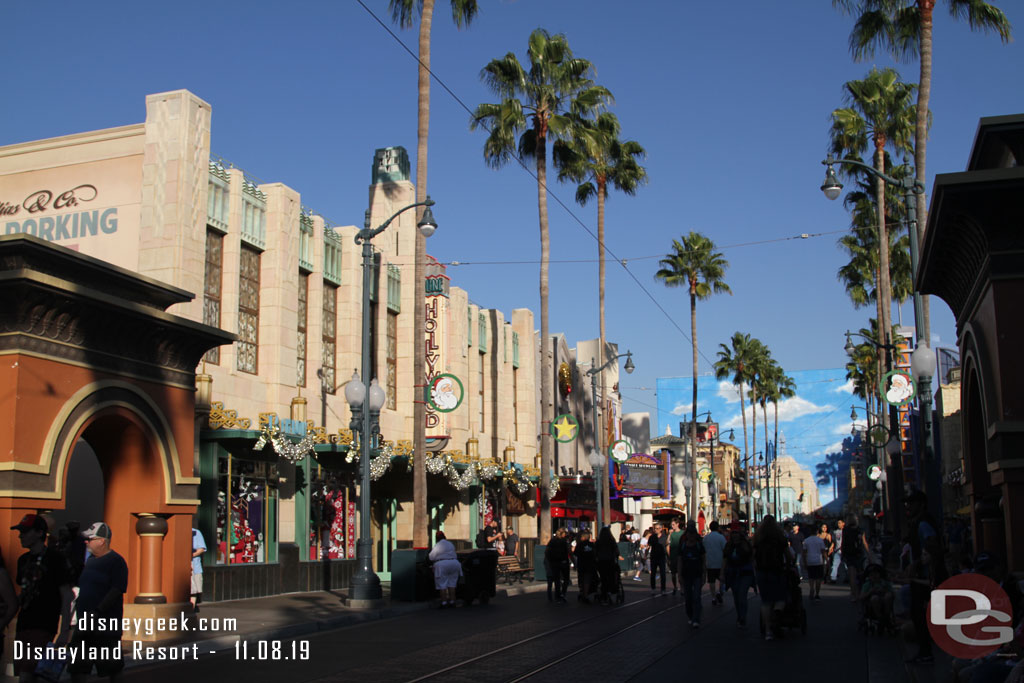 Hollywood Land has its traditional decorations along Hollywood Blvd.