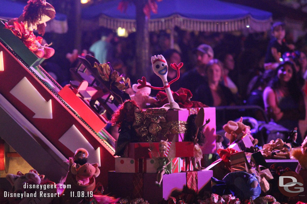 Spotted Forky on the back of the Toy Factory float.