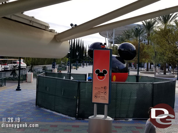 There was one worker in with the new Mickey & Friends icon statue.