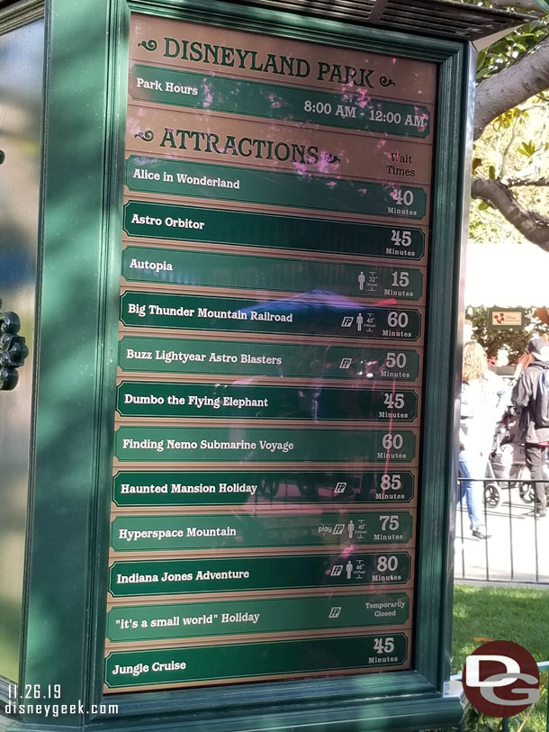 Disneyland wait times at 1:48pm