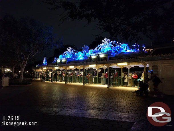 8:36pm and plenty of gates open to enter the park, no waits this evening to park hop.