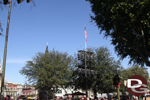 Lights have been added to the poles in Town Square for the Candlelight.