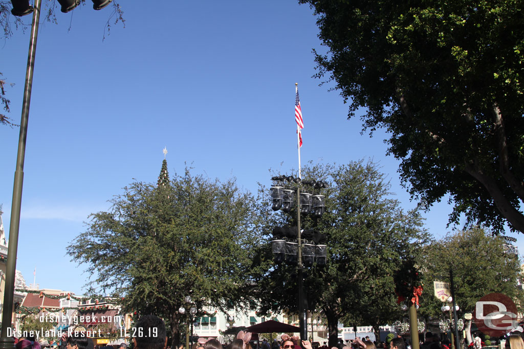 Lights have been added to the poles in Town Square for the Candlelight.