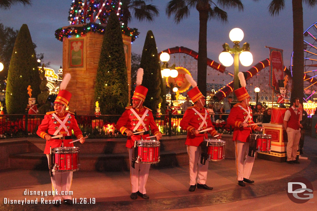 Holiday Toy Drummers performing.