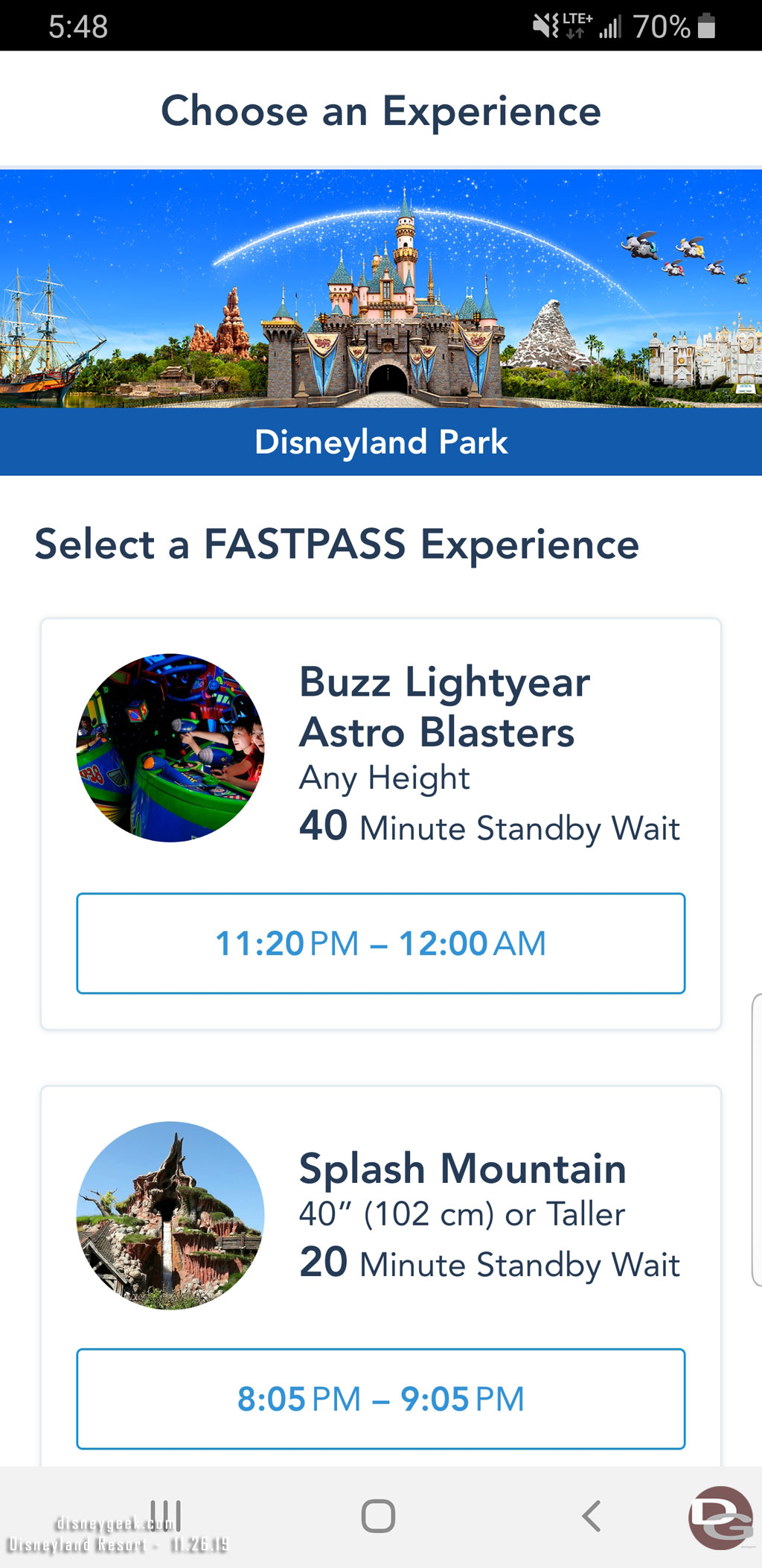 Noticed most FastPasses were gone.  DCA had nothing left and Disneyland had a couple with late return times.  Over 5 hours to return for Buzz Lightyear.  Splash had a low wait and return time because it was cold out.