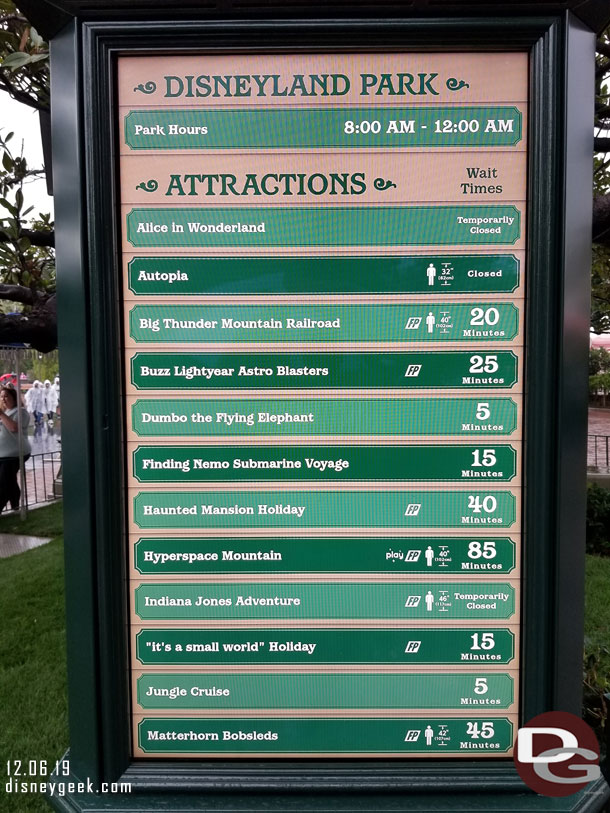 Disneyland wait times at 3:25pm