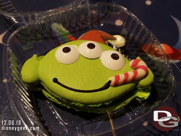 The Green Alien Macaron at Pizza Planet ($5.99)