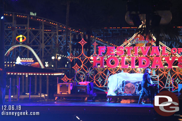 They were cleaning up the stage as the 7:00pm Phat Cat Swinger Concert was also cancelled.  It had not rained in quite a while.