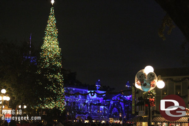 The bottom portion of the Christmas tree was not lit tonight.