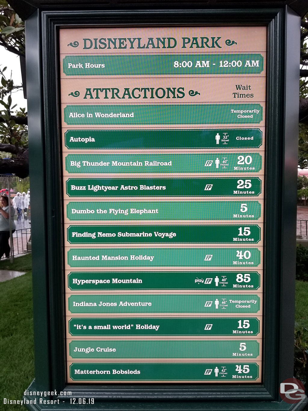 Disneyland wait times at 3:25pm