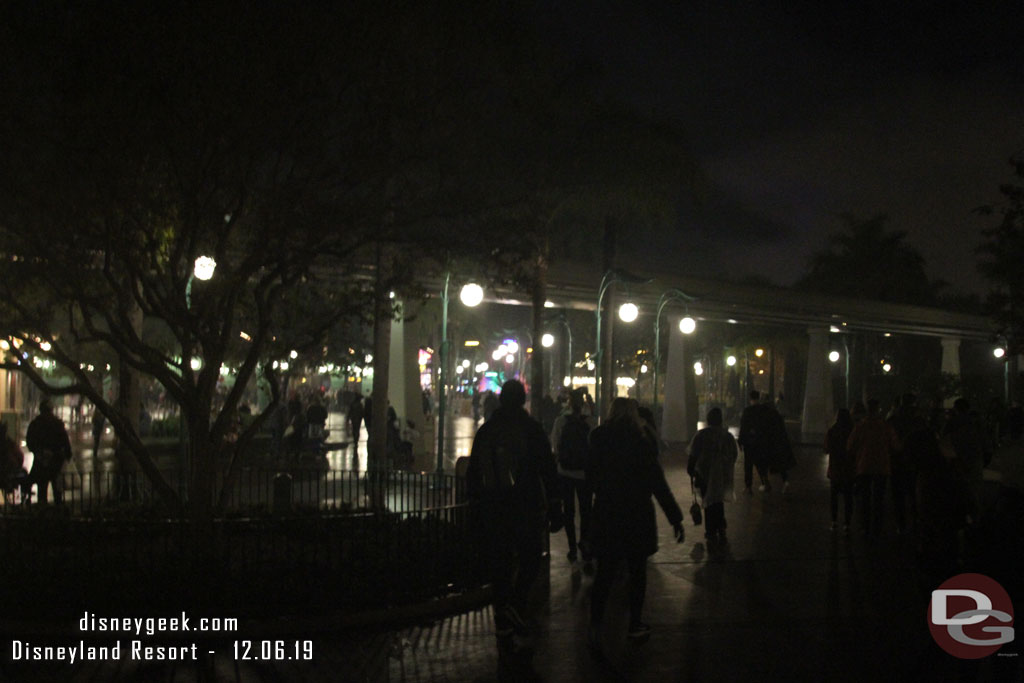 Smoke from the show drifted toward the Mickey and Friends tram stop so you had to walk through it to exit.