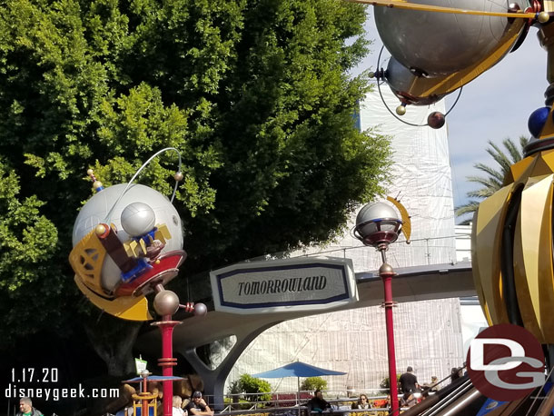 The north side of the Tomorrowland entrance is still underwraps.