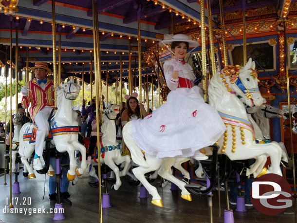 Mary Poppins and Bert were accompanied by the Pearly Band on King Arthur Carrousel.