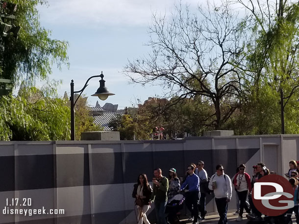 Concrete columns near the construction wall.  Assuming this marks the entrance to the Avengers Campus.