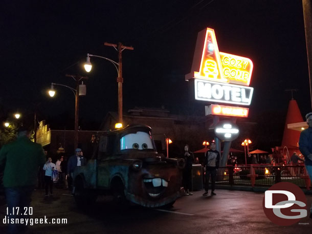 Mater rolling through Cars Land.