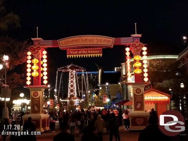 Walking through the Lunar New Year area at night.