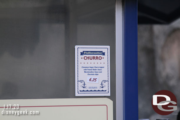 There was a long line at the cart on Buena Vista Street as you enter Grizzly Peak Airfield.  Guessing guests were in line for this churro.. I saw nothing else for sale.