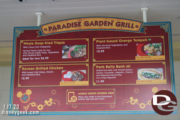 Paradise Garden Grill Lunar New Year menu