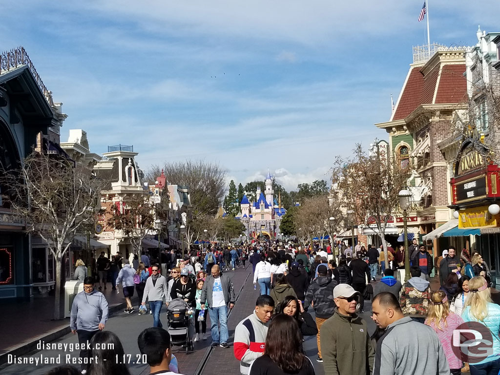 Main Street USA this afternoon.  Christmas is long gone and the park is back to normal for the most part.