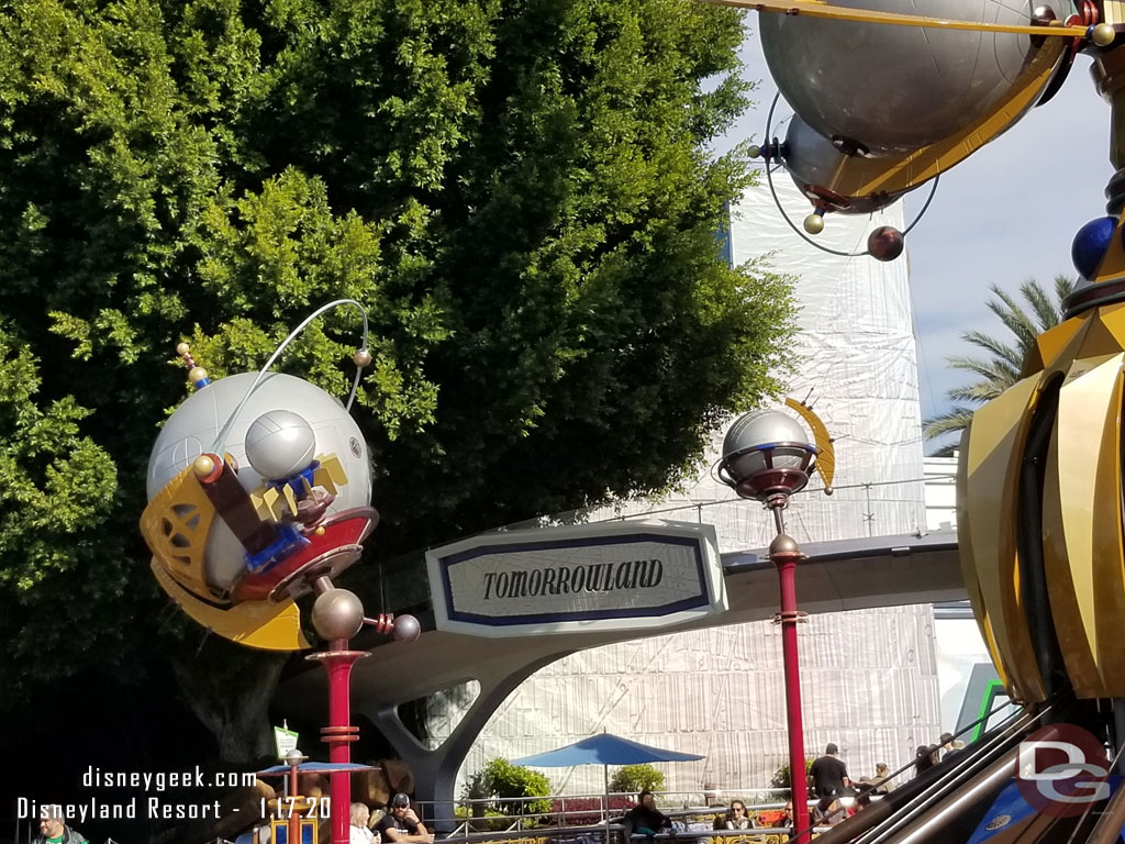 The north side of the Tomorrowland entrance is still underwraps.