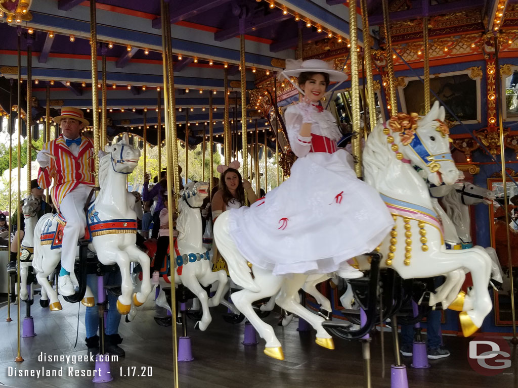 Mary Poppins and Bert were accompanied by the Pearly Band on King Arthur Carrousel.