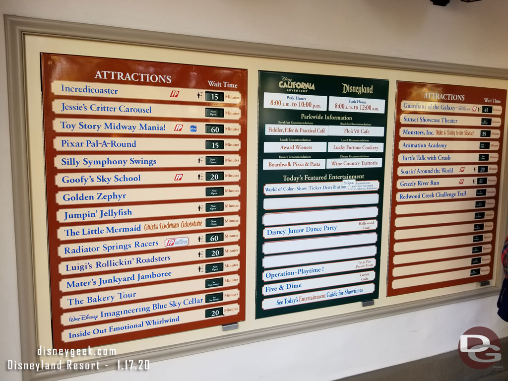 Disney California Adventure wait times at 2:28pm