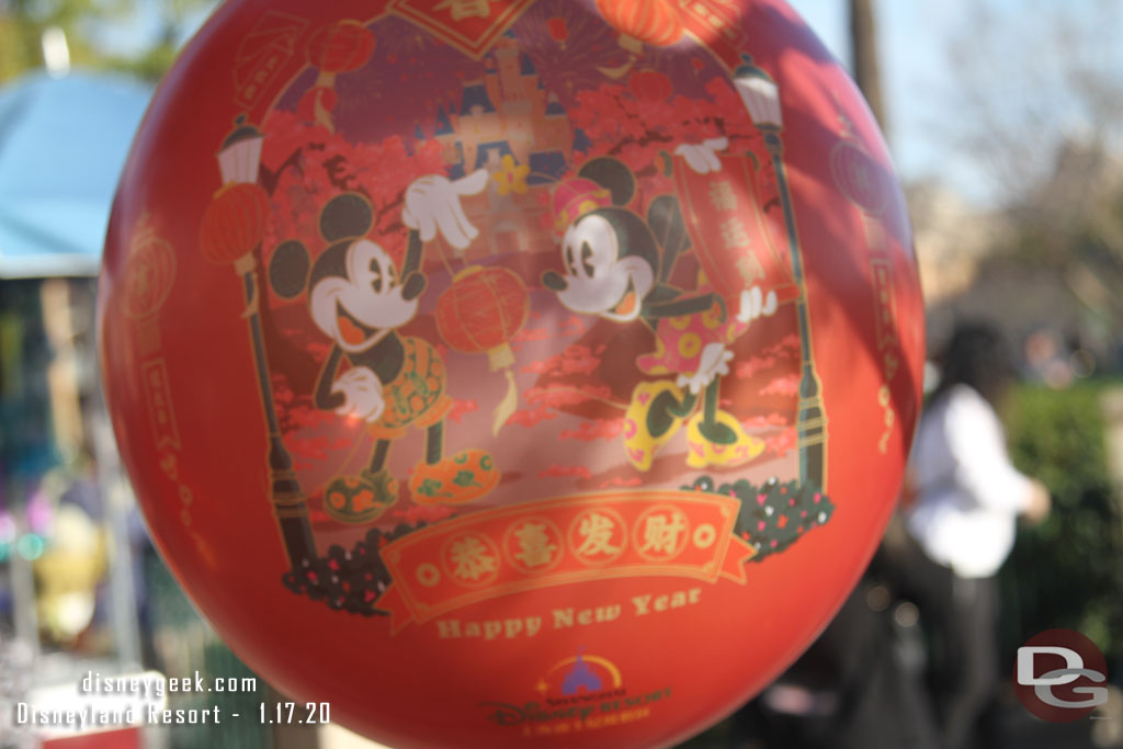 Happy New Year Balloons. Note the Shanghai Disneyland logo on it.