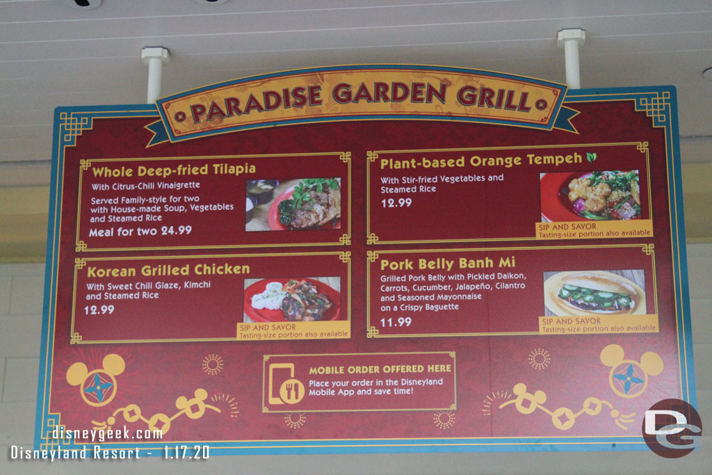 Paradise Garden Grill Lunar New Year menu