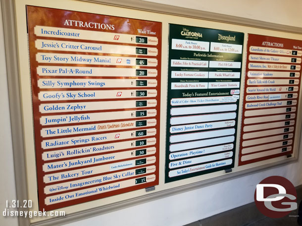 Disney California Adventure wait times at 1:17pm