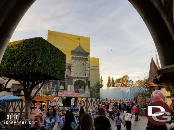 Entering Fantasyland where a couple renovation project dominate the view.