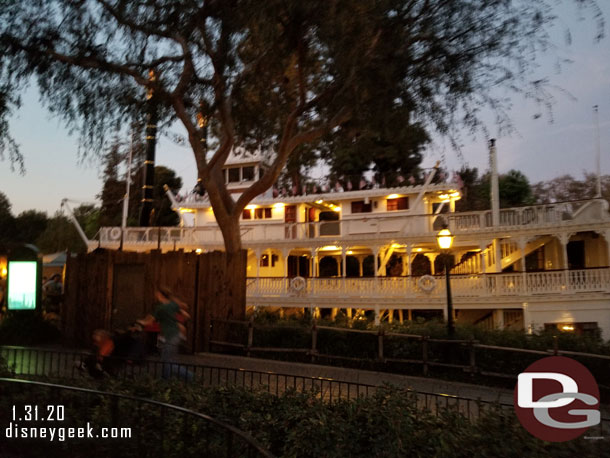 Across the walkway the Mark Twain is still in port for its renovation project.