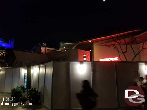 No real visible progress from ground level on the stairway project in Tomorrowland.