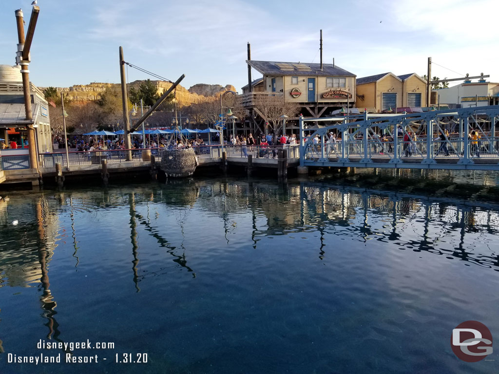 With Grizzly River Run closed the water level around the Wharf is high.