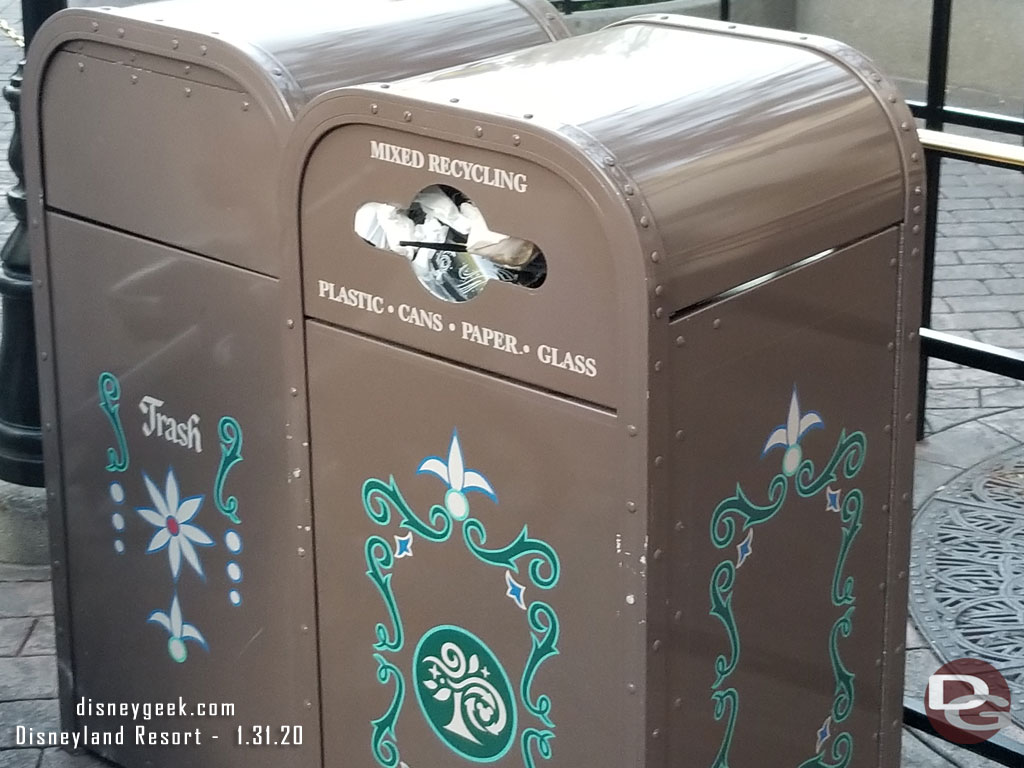 The trash cans near Peter Pan