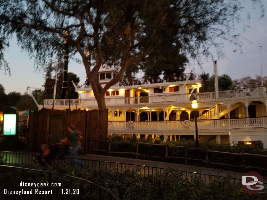 Across the walkway the Mark Twain is still in port for its renovation project.