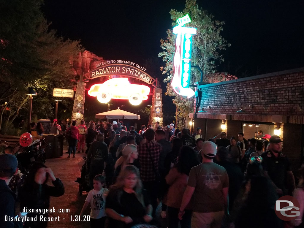 Earlier in the day I picked up a FastPass for Radiator Springs Racers.  When I returned to use it both the FastPass return and standby lines were out into the street. Seems with all the down time today FastPass was way behind.