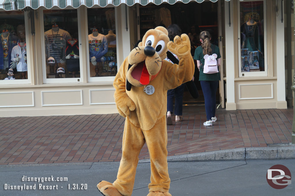 Pluto greeting me in Town Square.