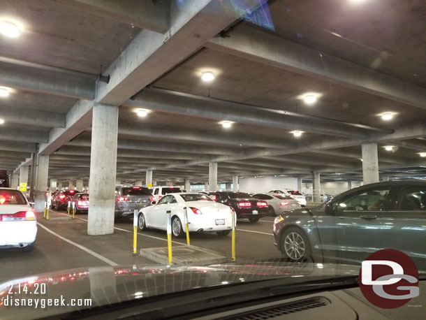 Mickey and Friends Parking Structure tollbooth backed up just before 1pm.