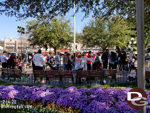 The line around the flag pole.