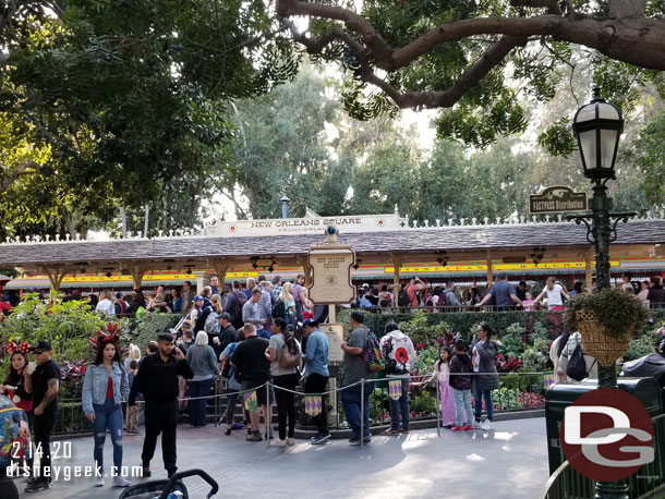 Disneyland Railroad using an extended queue this afternoon.