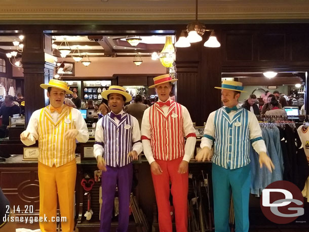 Dapper Dans of Disneyland inside the Emporium