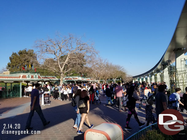 Disneyland entrance line at 3:40pm as I was heading to DCA.