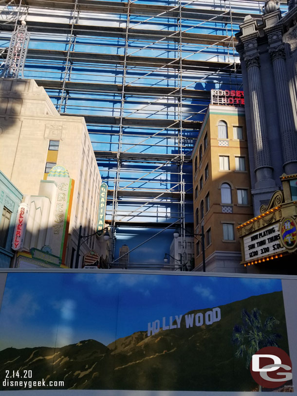 Hollywood Hills are on the construction wall.. wonder if the new mural will include them?