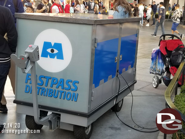 Monsters Inc FastPass distribution cart.