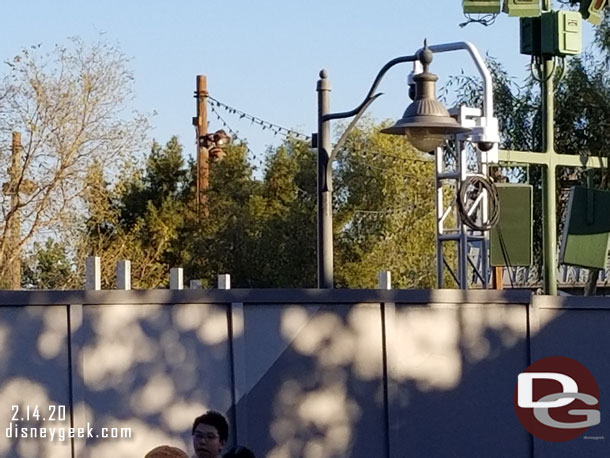 No visible progress on the diving wall from Cars Land to Avengers Campus